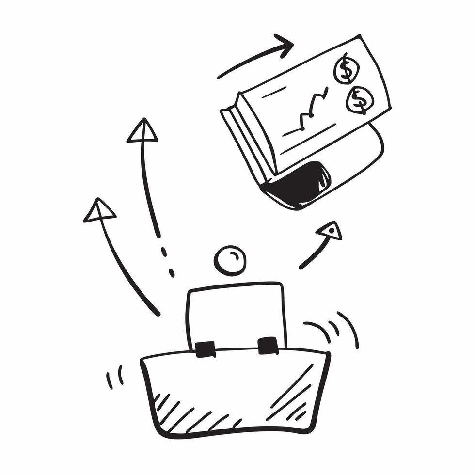 Flat Floating briefcase and dollar bill with ROI Focus text concept as A sleek design showcasing a floating briefcase and dollar bill with the text ROI Focus The elements a Cleans vector