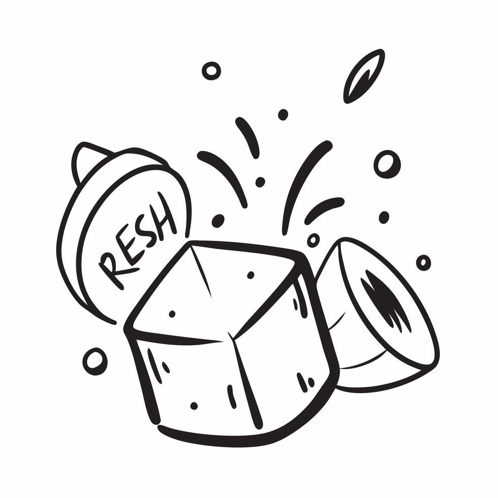 Flat Floating ice cubes and lime slices forming a cool splash with Refresh text concept as A crisp design of floating ice cubes and lime slices creating a cool splash with t Cleans vector
