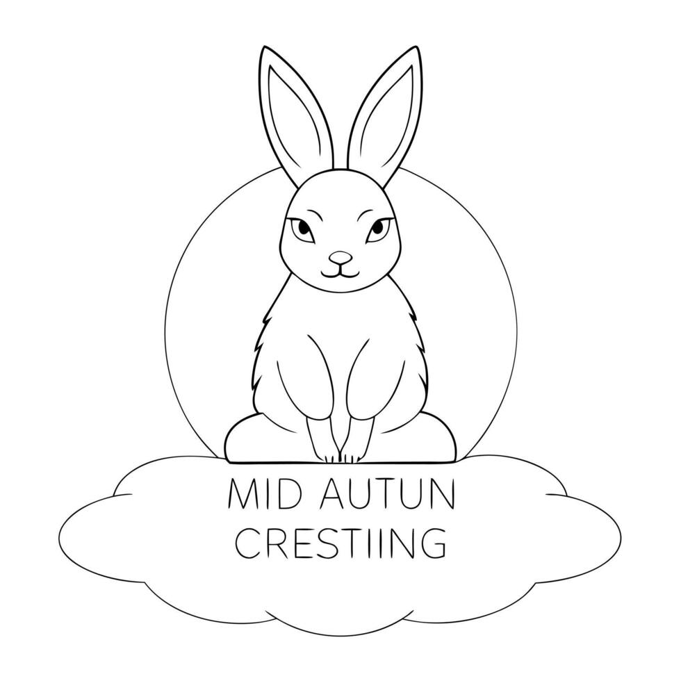 Flat Floating Jade Rabbit with Mid Autumn Greetings Text concept as A jade rabbit depicted in a floating pose with Mid Autumn Greetings text isolated on a white background The ima Cleans Set 2 vector