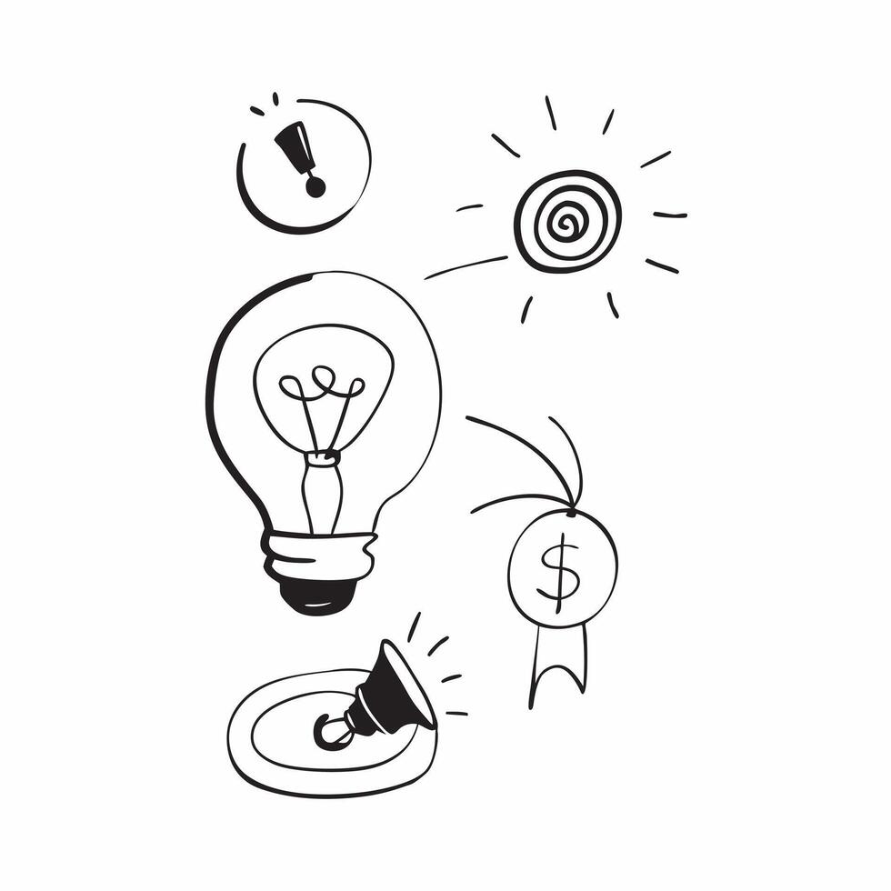 Flat Floating light bulb and target with the word Innovation concept as A design showing a light bulb and a target floating in mid air with the word Innovation prominently d Cleans Set 2 vector