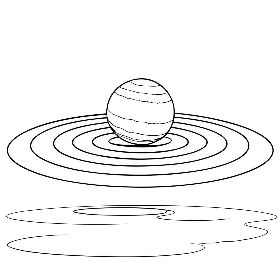 Flat Floating Pebble with Abstract Ripple Effect and Copy Space concept as A smooth pebble floats in mid air with concentric ripples emanating from it representing the serenity of Cleans vector
