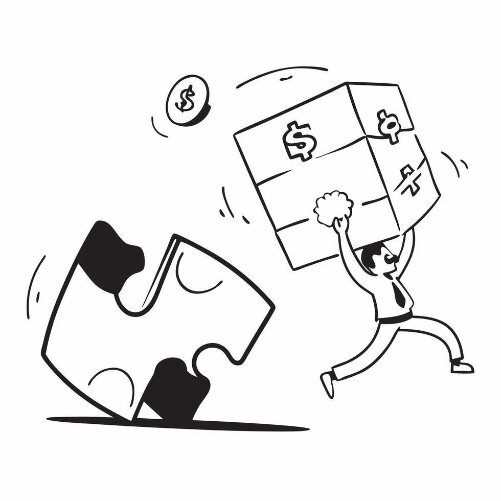 Flat Floating puzzle piece and dollar sign with Financial Puzzle text concept as A sleek design featuring a floating puzzle piece and dollar sign with the text Financial Puz Cleans vector