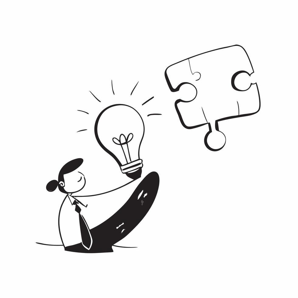 Flat Floating puzzle piece and light bulb with Marketing Solutions text concept as A dynamic featuring a floating puzzle piece and light bulb with the text Marketing Solutio Cleans vector