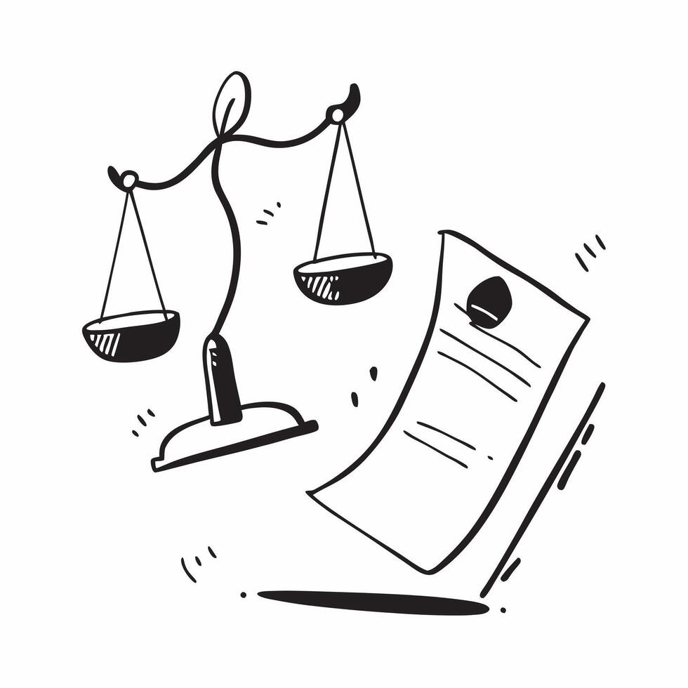 Flat Floating scales and contract with Legal Finance text concept as A sleek illustration featuring floating scales and a contract with the text Legal Finance The design is Cleans vector