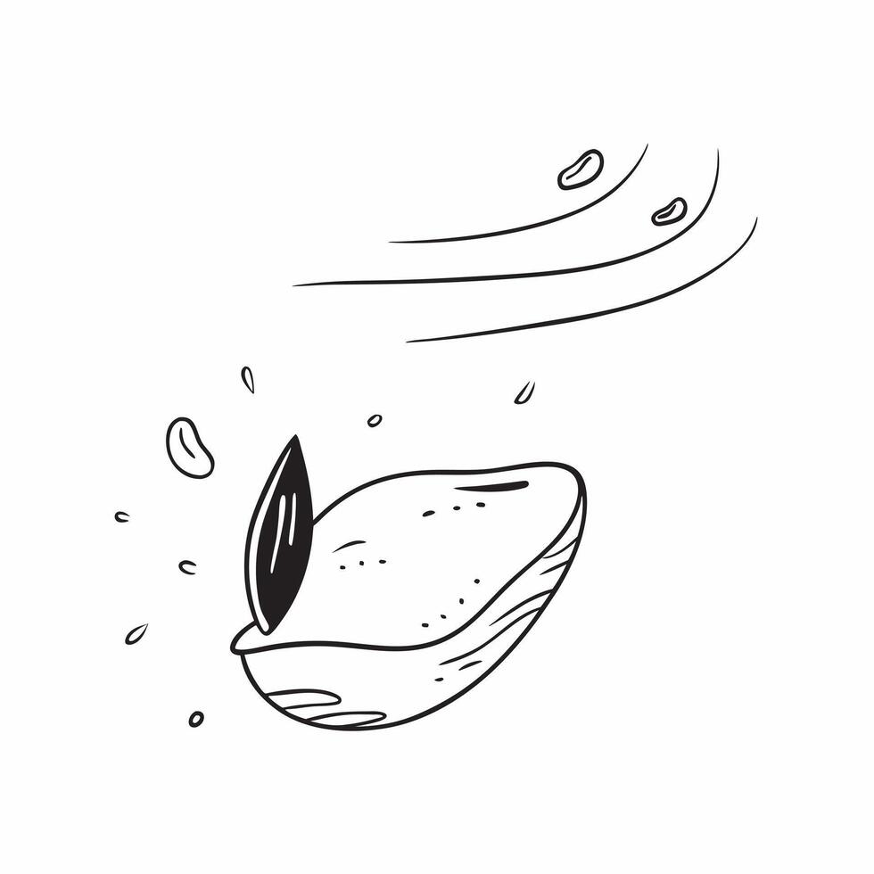 Flat Floating Seed Pod with Abstract Wind Flow and Copy Space concept as A seed pod floats gently in mid air with an abstract wind flow swirling around it symbolizing the cycle of Cleans Set 3 vector