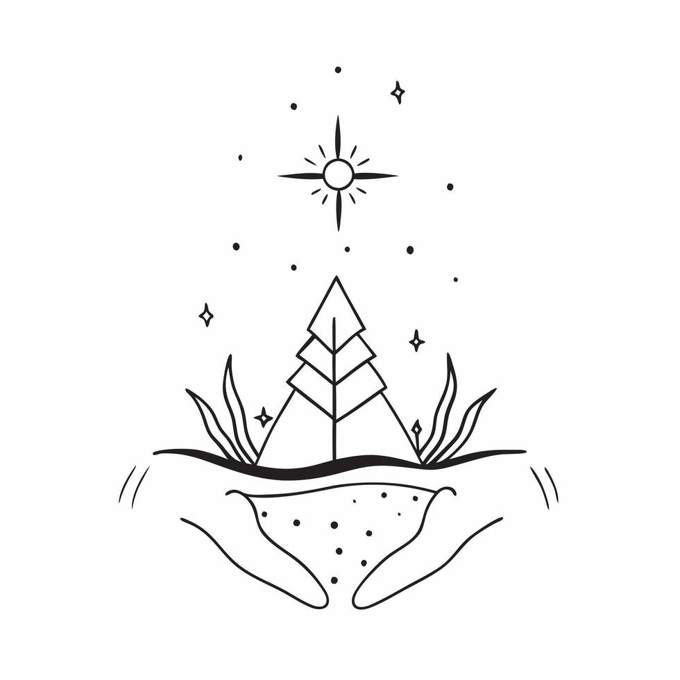Flat Floating Snowflake and Pine Needle with Winter Calm Text concept as A snowflake and pine needle floating together in mid air with Winter Calm text subtly included at the botto Cleans Set 3 vector