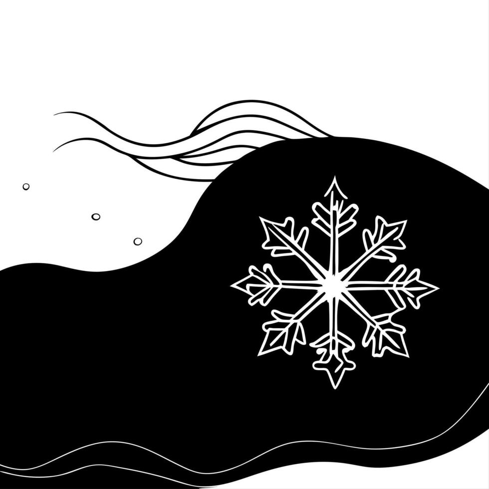 Flat Floating Snowflake with Abstract Cold Breeze and Copy Space concept as A snowflake drifts in mid air with an abstract cold breeze swirling around it symbolizing the quiet stil Cleans vector