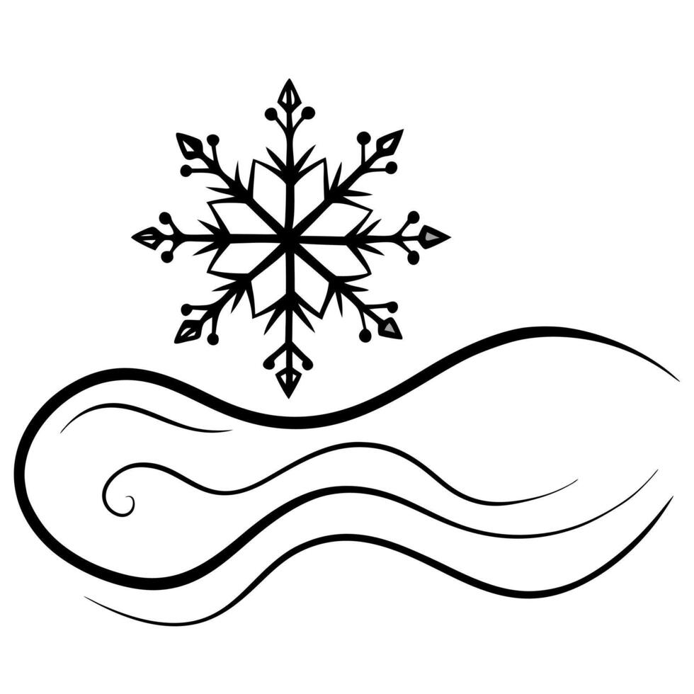 Flat Floating Snowflake with Abstract Freeze Effect and Copy Space concept as A snowflake drifts in mid air with an abstract freeze effect swirling around it symbolizing the quiet Cleans Set 2 vector