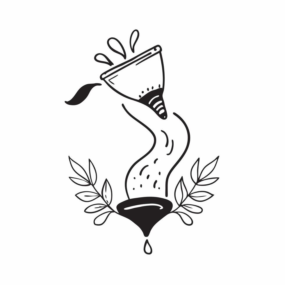Flat Floating wine bottle with pouring liquid forming a vine with Rich Full text concept as A luxurious design featuring a floating wine bottle with pouring liquid creatin Cleans vector