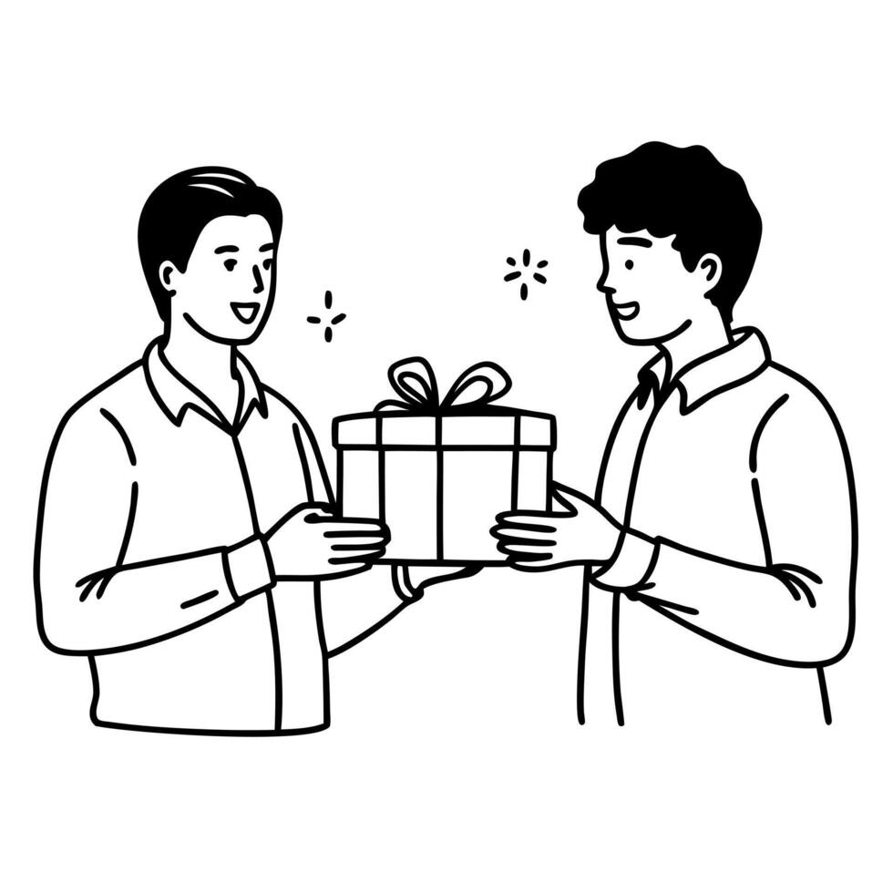 Flat Friends Exchanging Gifts at a Mid Autumn Festival Party concept as A candid shot of friends exchanging gifts at a Mid Autumn Festival party with surprise and joy on their face Cleans vector