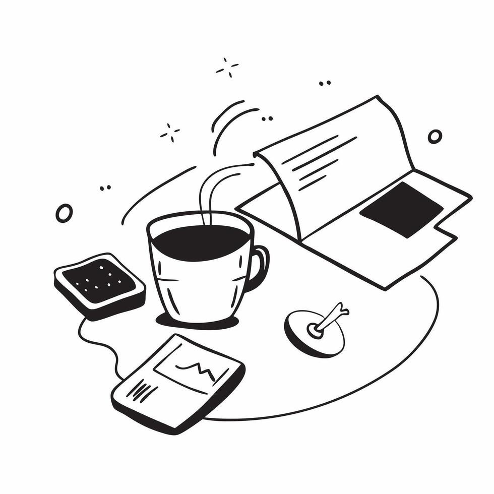 Flat Glossy coffee cup with a marketing officers desk setup in the background concept as A high angle shot of a glossy coffee cup placed on a polished desk with a marketing officer Cleans vector