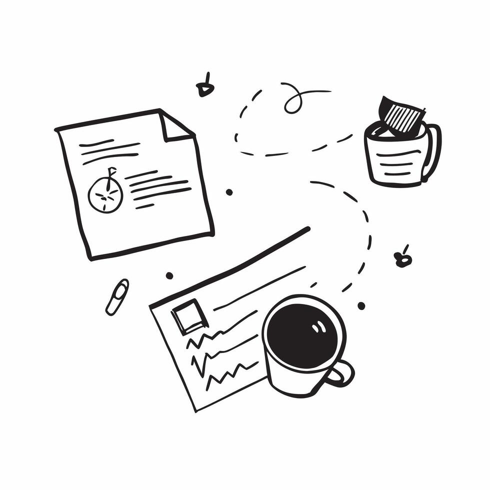 Flat Glossy coffee cup with holographic marketing plans and graphs floating above concept as A high angle shot of a glossy coffee cup on a desk with floating holographic marketing Cleans vector