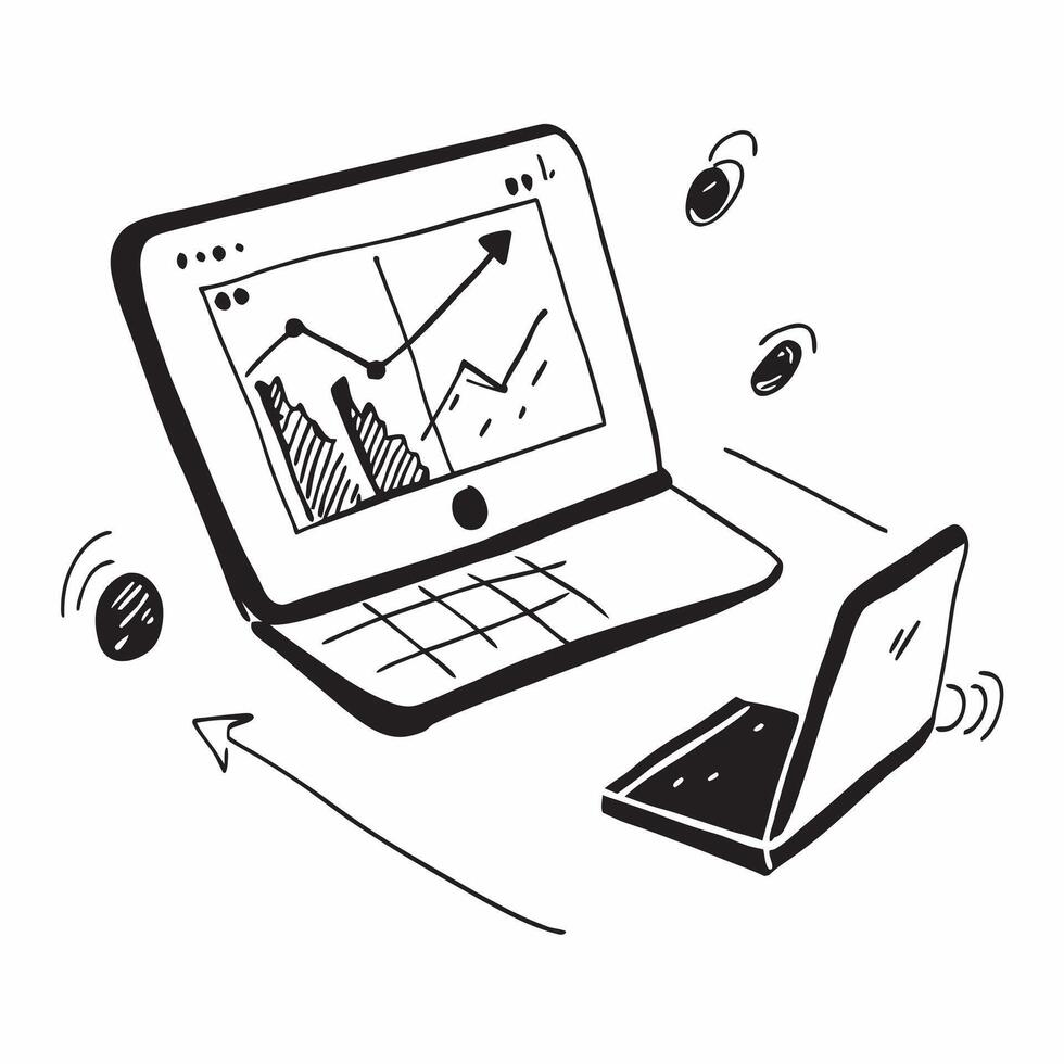 Flat Glossy desk with an open laptop displaying a financial dashboard concept as A mid angle shot of a glossy desk with an open laptop displaying a financial dashboard The reflect Cleans vector