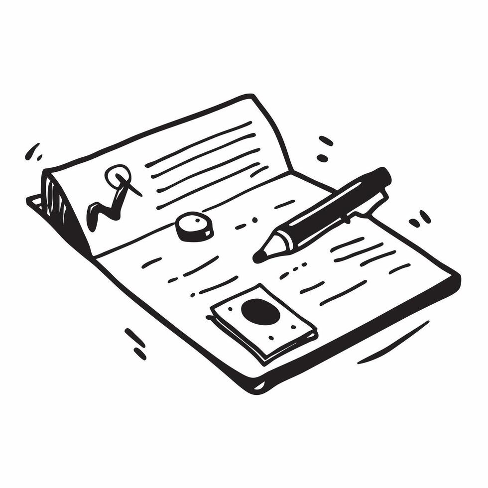 Flat Glossy desk surface with a financial report and a pen casting a subtle reflection concept as A close up of a glossy desk surface with a financial report and a pen placed neatl Cleans vector