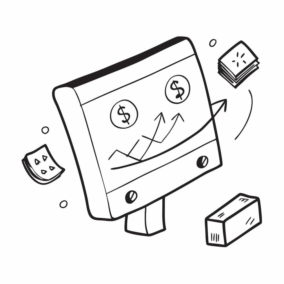 Flat Glossy desktop monitor with holographic financial dashboards and currency symbols concept as A medium angle shot of a glossy desktop monitor displaying holographic financial d Cleans Set 2 vector