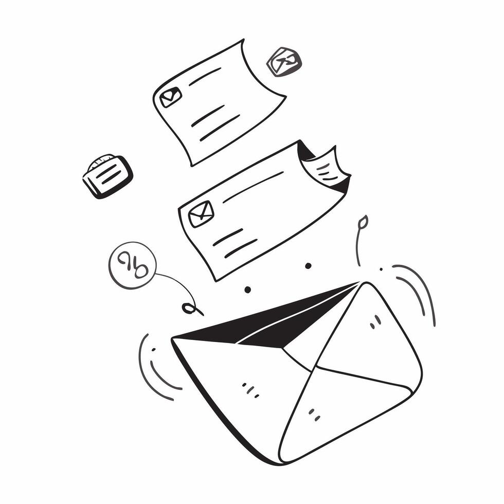 Flat Glossy envelope with holographic email icons and marketing content concept as A sleek illustration featuring a glossy envelope with floating holographic email icons and Cleans vector