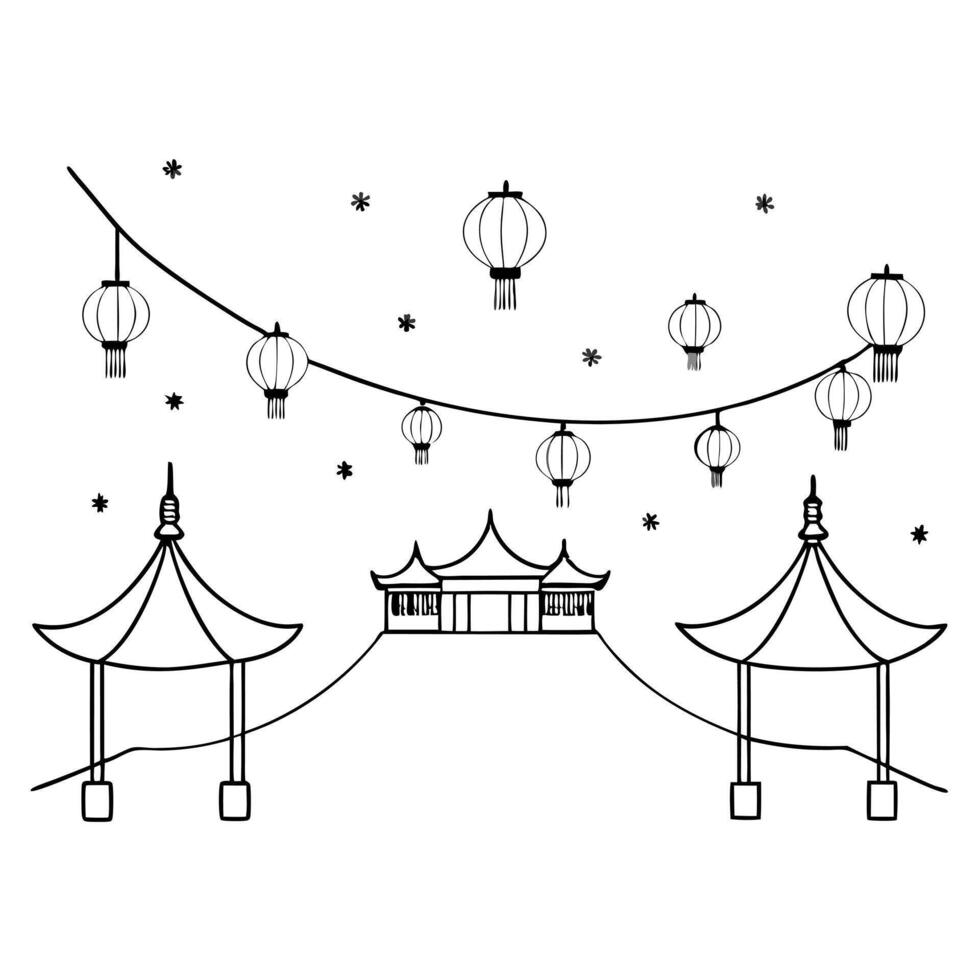 Flat Glossy Mid Autumn Festival Market Street Background concept as A glossy market street background filled with vibrant stalls and lanterns reflecting the lively atmosphere of th Cleans Set 2 vector
