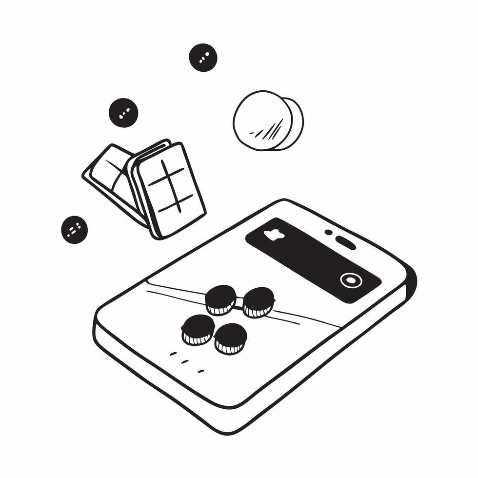Flat Glossy smartphone with floating holographic coins and a calculator display concept as A straight on shot of a glossy smartphone with floating holographic coins and a calculato Cleans Set 2 vector