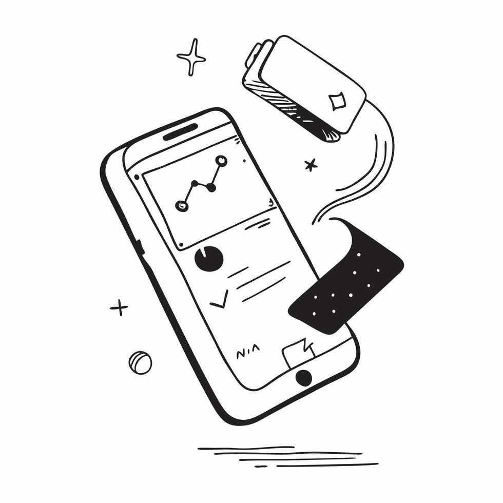 Flat Glossy smartphone with floating holographic coins and a calculator display concept as A straight on shot of a glossy smartphone with floating holographic coins and a calculato Cleans Set 3 vector