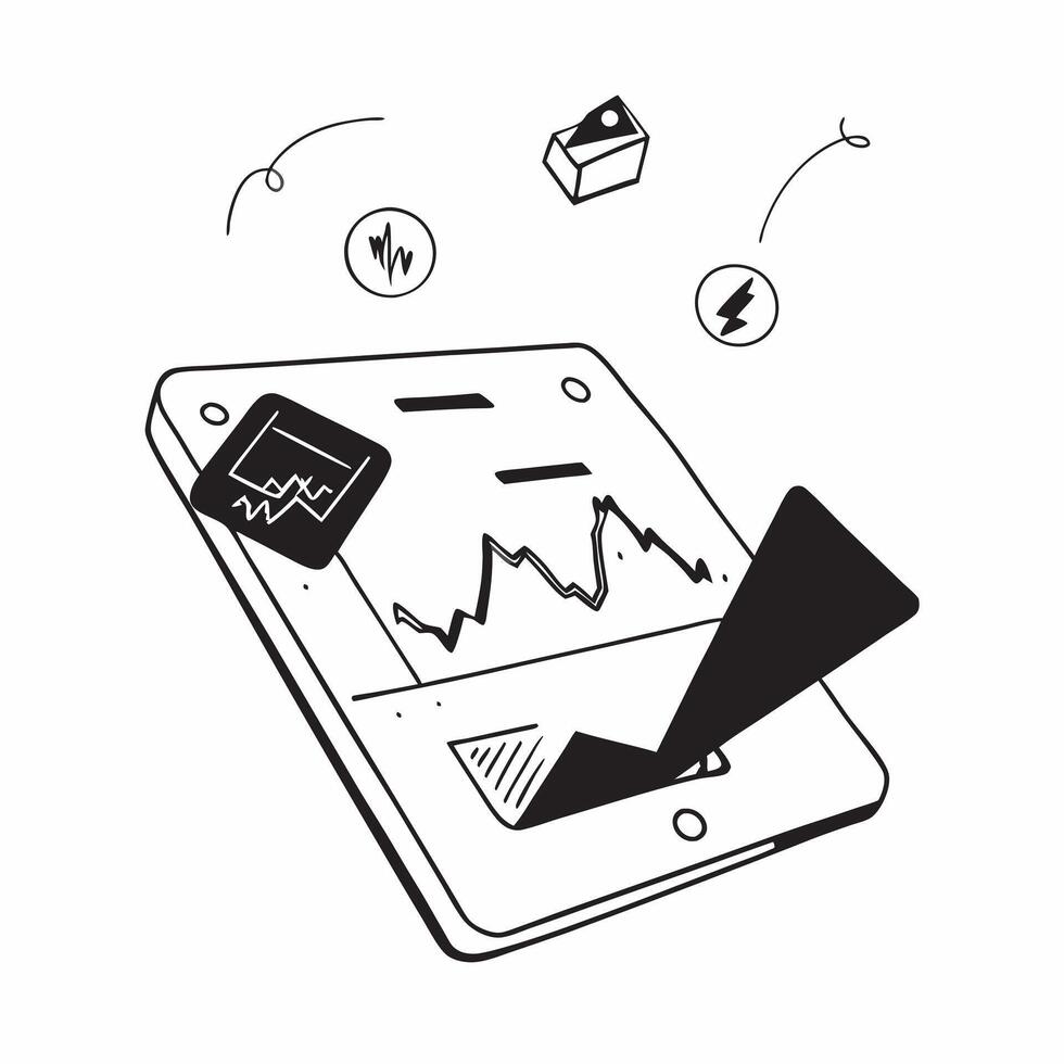 Flat Glossy tablet with floating holographic bar charts and dollar signs concept as A high angle shot of a glossy tablet with floating holographic bar charts and dollar signs The Cleans Set 6 vector