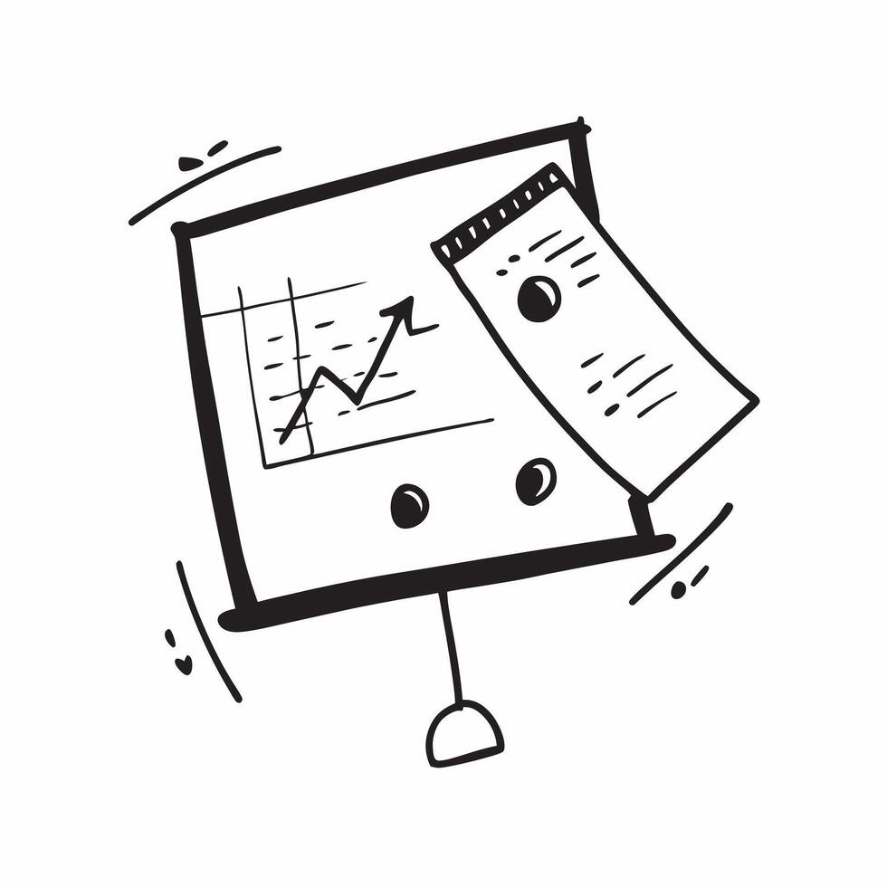Flat Glossy whiteboard with hand drawn financial projections in a conference room concept as A mid angle shot of a glossy whiteboard with hand drawn financial projections in a conf Cleans vector