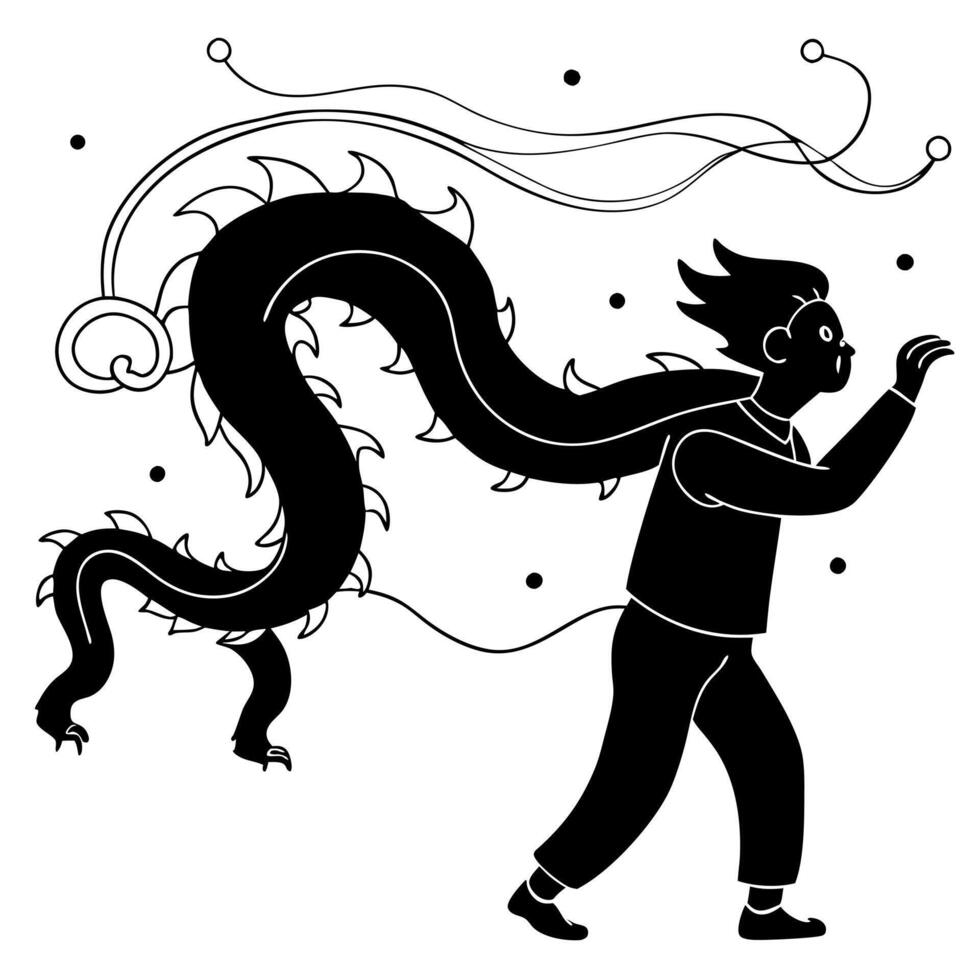 Flat Glowing Abstract Dragon Dance concept as A vibrant glowing abstract representation of a traditional dragon dance during the Mid Autumn Festival with swirling lights and energe Cleans Set 2 vector