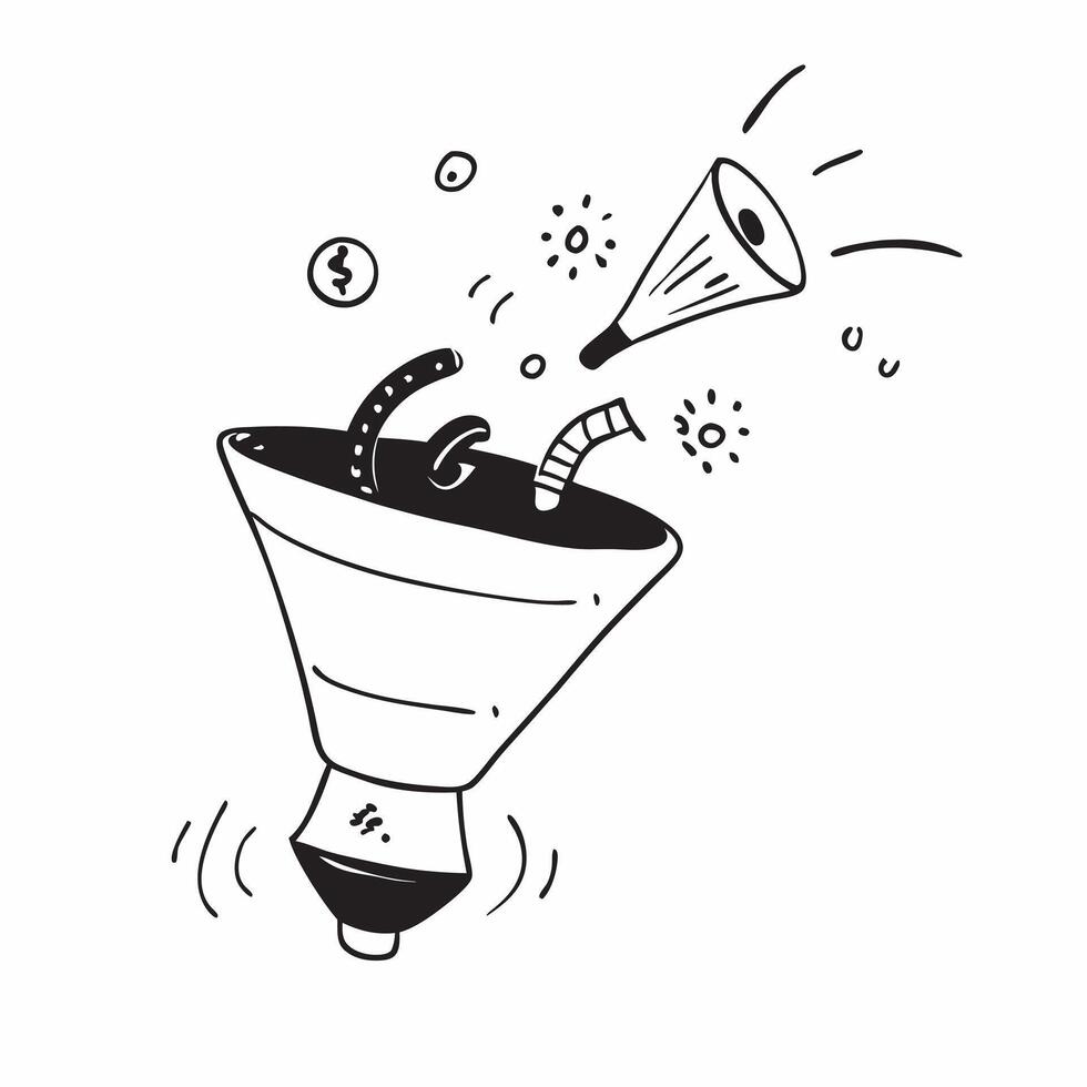Flat Glowing abstract marketing funnel with floating conversion symbols concept as A captivating visual of a glowing abstract marketing funnel with floating conversion symbols The Cleans vector