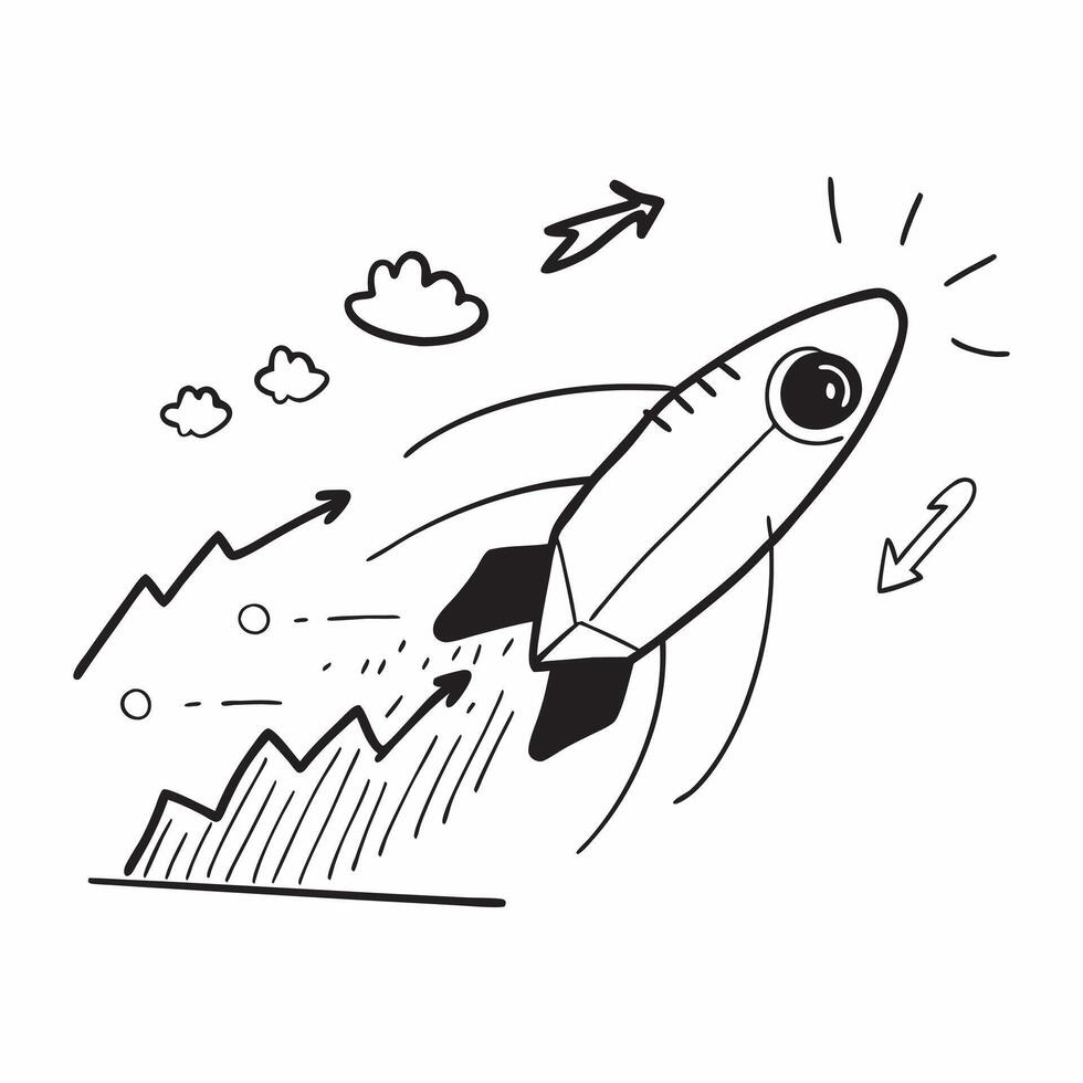 Flat Glowing abstract rocket launch representing rapid business growth concept as A dynamic shot of a glowing abstract rocket launch symbolizing rapid business growth in scaling T Cleans vector