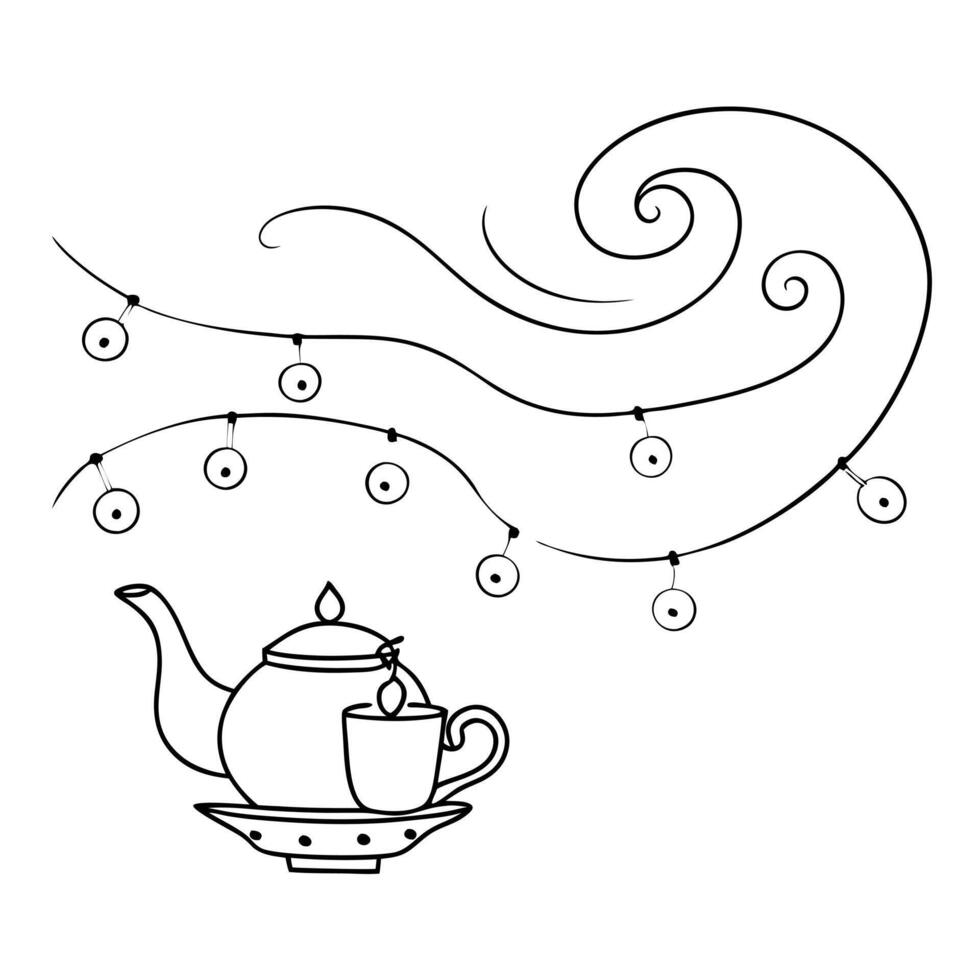 Flat Glowing Abstract Tea Ceremony concept as A digital abstract art piece showing a glowing tea ceremony during the Mid Autumn Festival with swirling lights and a serene atmospher Cleans vector