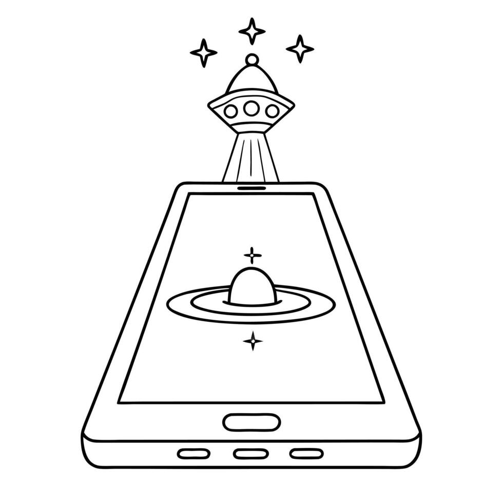 Flat Holographic phone with Labh Pancham symbol and copy space concept as A futuristic holographic phone with the Labh Pancham symbol glowing on the screen floating above a white b Cleans vector