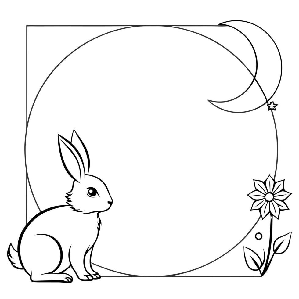 Flat Jade Rabbit and Moon Border Frame with Copy Space concept as A border frame with a jade rabbit and the moon positioned on opposite sides offering ample copy space in the middl Cleans Set 2 vector