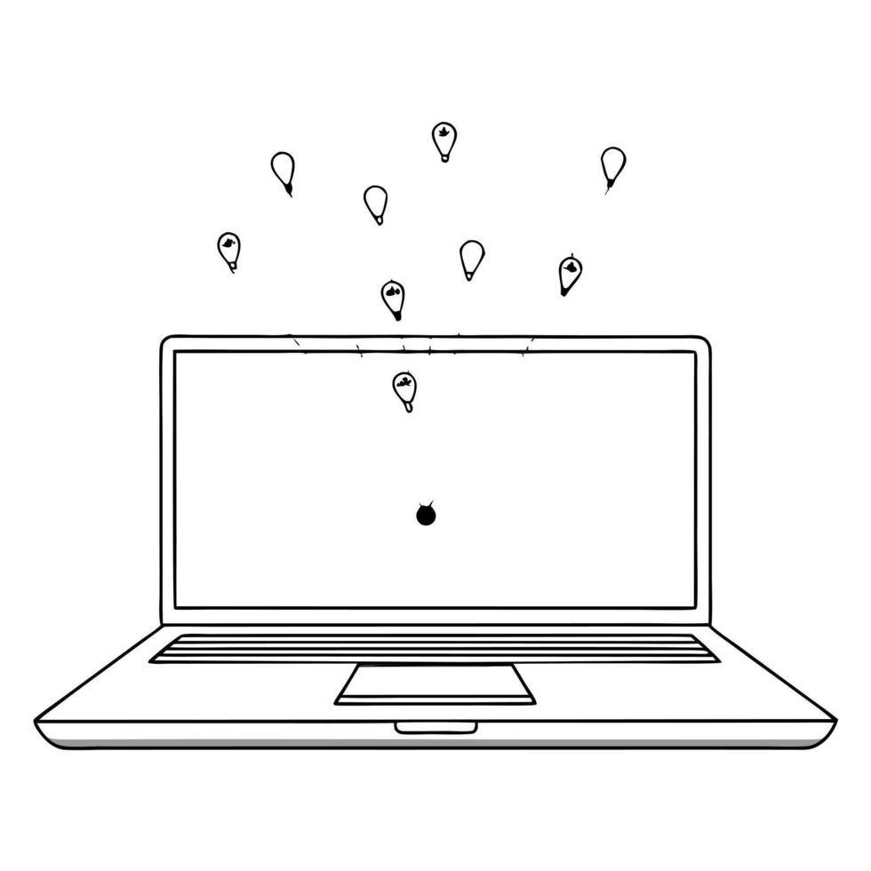 Flat Laptop with holographic heat map and pins concept as A laptop with a holographic heat map and floating pins emerging from the screen isolated on a white background The glossy Cleans vector