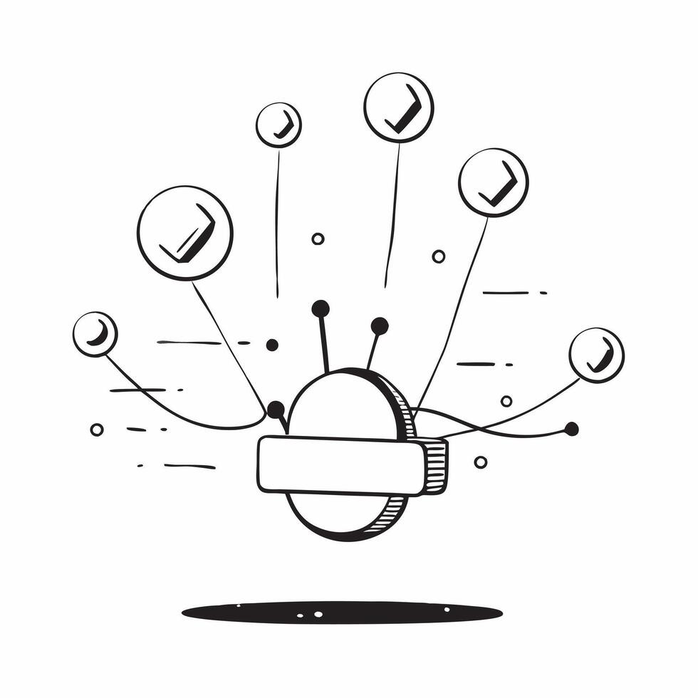 Flat Levitation of digital particles with connected nodes on an isolated white background concept as A cluster of digital particles connected by glowing nodes floating mid air agai Cleans vector