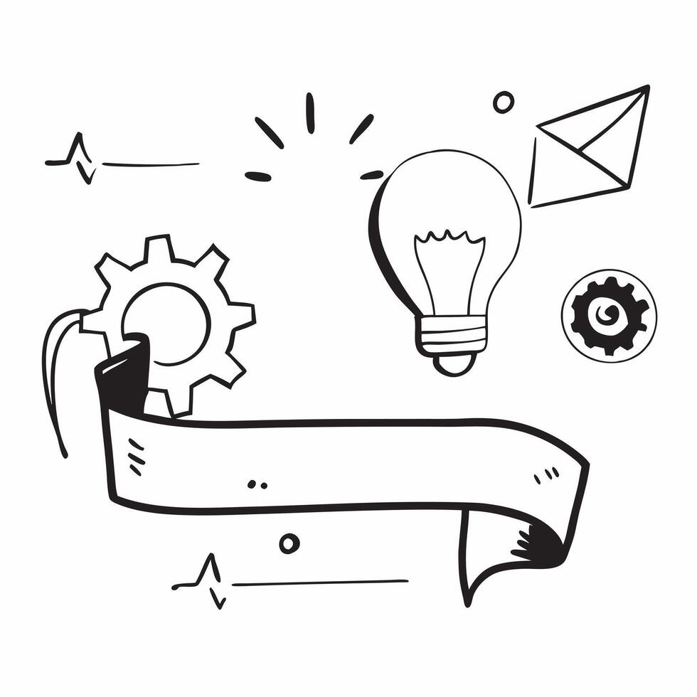 Flat Light bulb and gears border frame with Creative Process text and copy space concept as A dynamic border frame featuring a light bulb and gears in opposite corners with the tex Cleans vector