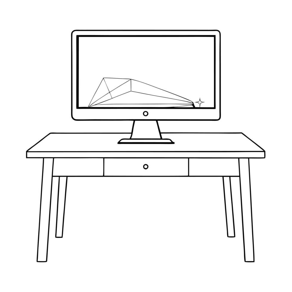 Flat Monitor with holographic timeline and events concept as A monitor on a white desk shows a holographic timeline with floating events creating a dynamic and interactive visualiz Cleans vector