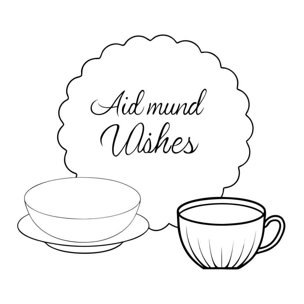 Flat Mooncake and Teacup with Mid Autumn Wishes concept as A illustration of a mooncake and teacup with Mid Autumn Wishes text below isolated on a white background The desi Cleans vector