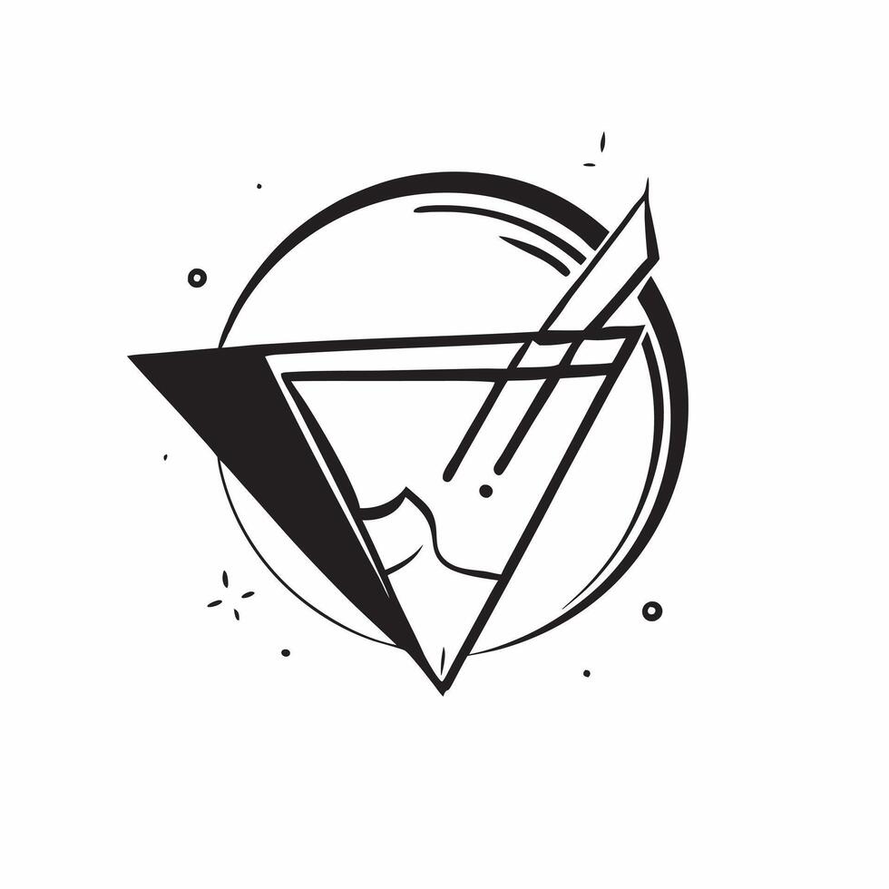 Flat Neon glowing abstract triangles forming a wine glass concept as Abstract triangles with neon glowing edges come together to create the silhouette of a wine glass against a dar Cleans vector