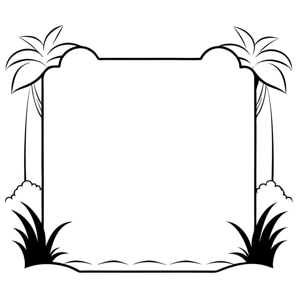 Flat Rainforest and Waterfall Border Frame with Copy Space concept as A border frame with a rainforest and waterfall at opposite ends offering generous copy space in the center Ju Cleans vector