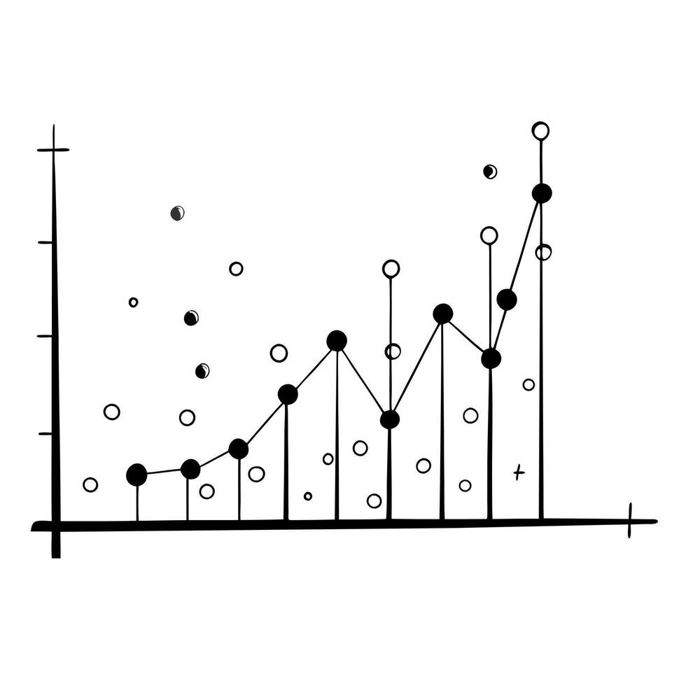 Flat Scatter plot with floating data points concept as A scatter plot with data points floating slightly above the axes isolated on a white background The design emphasizes detail Cleans vector
