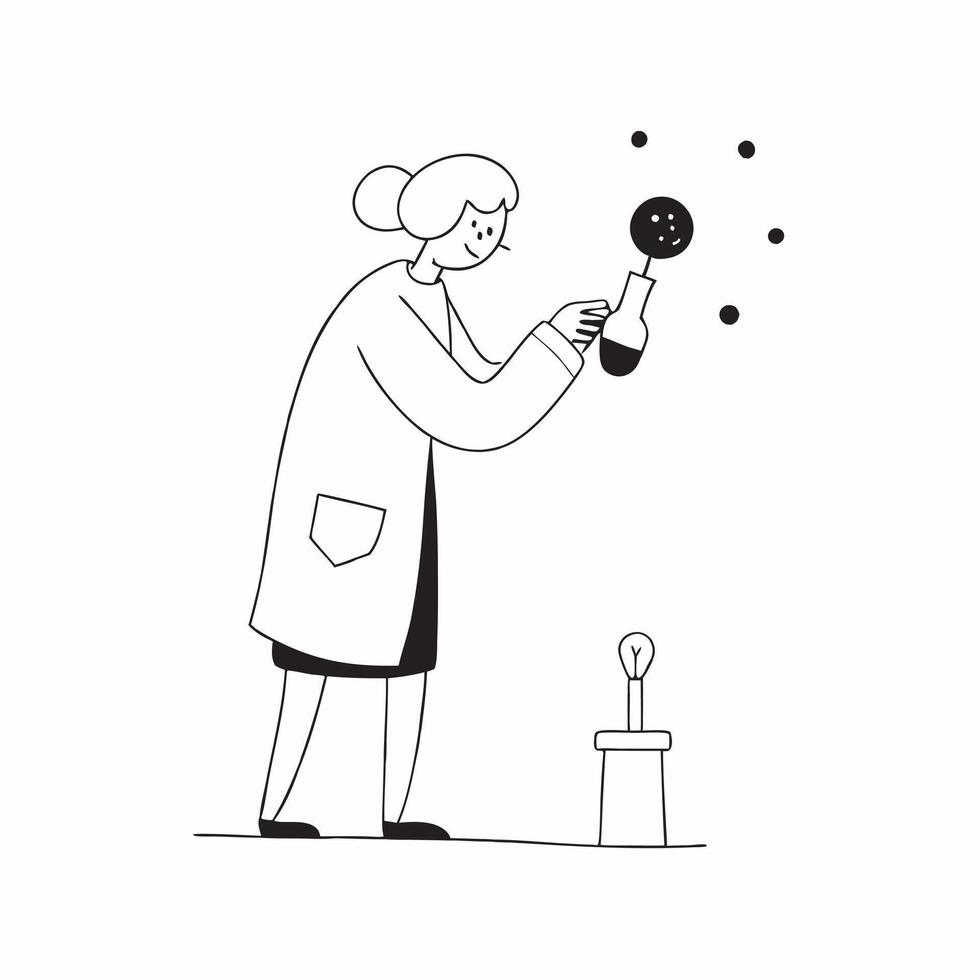 Flat Scientist candidly conducting an experiment with smart sensors concept as A candid photo of a scientist conducting an experiment using smart sensors in a high tech lab The im Cleans vector