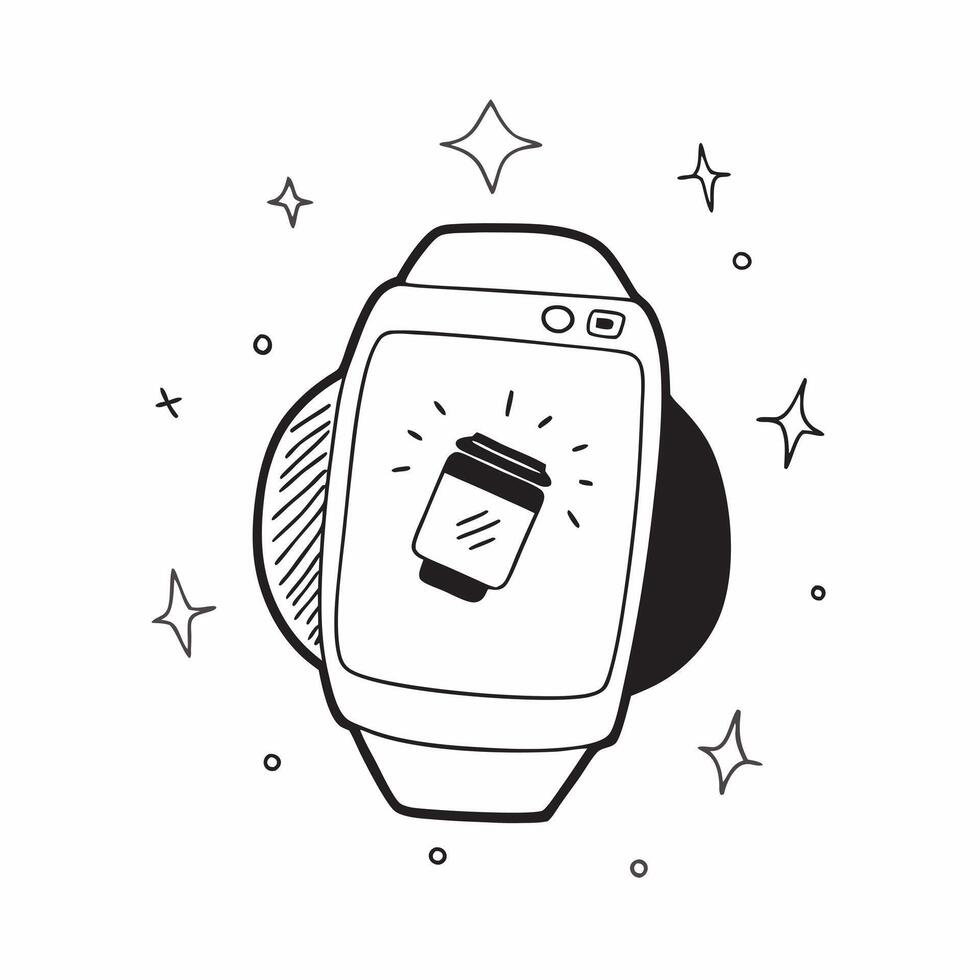 Flat Smartwatch on Holographic Background with Lanterns concept as A smartwatch placed on a holographic background with glowing lanterns surrounding it representing the Mid Autumn Cleans Set 3 vector