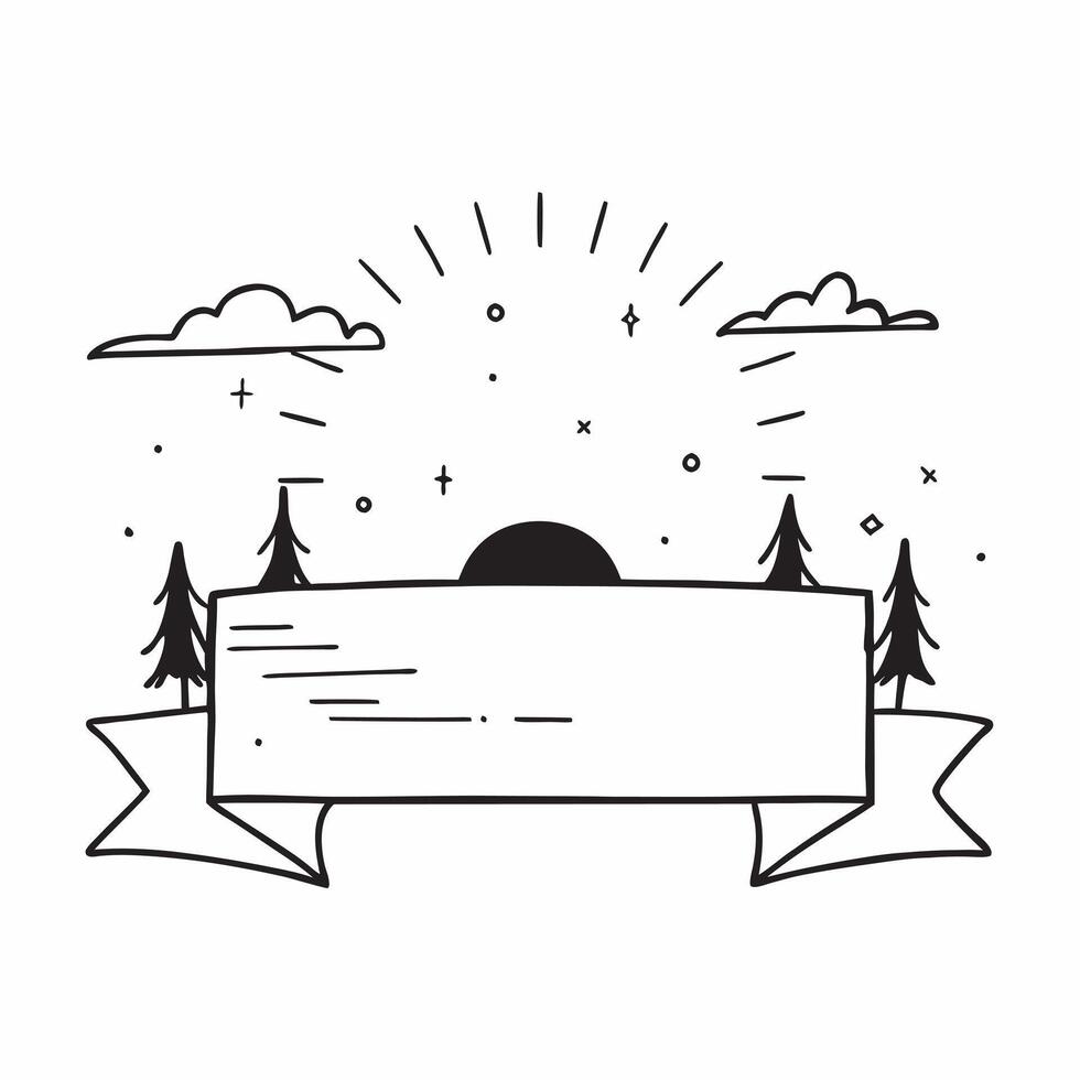 Flat Sunset and Silhouetted Trees Border Frame with Copy Space concept as A border frame with a sunset and silhouetted trees on either side offering generous copy space in the cent Cleans Set 3 vector
