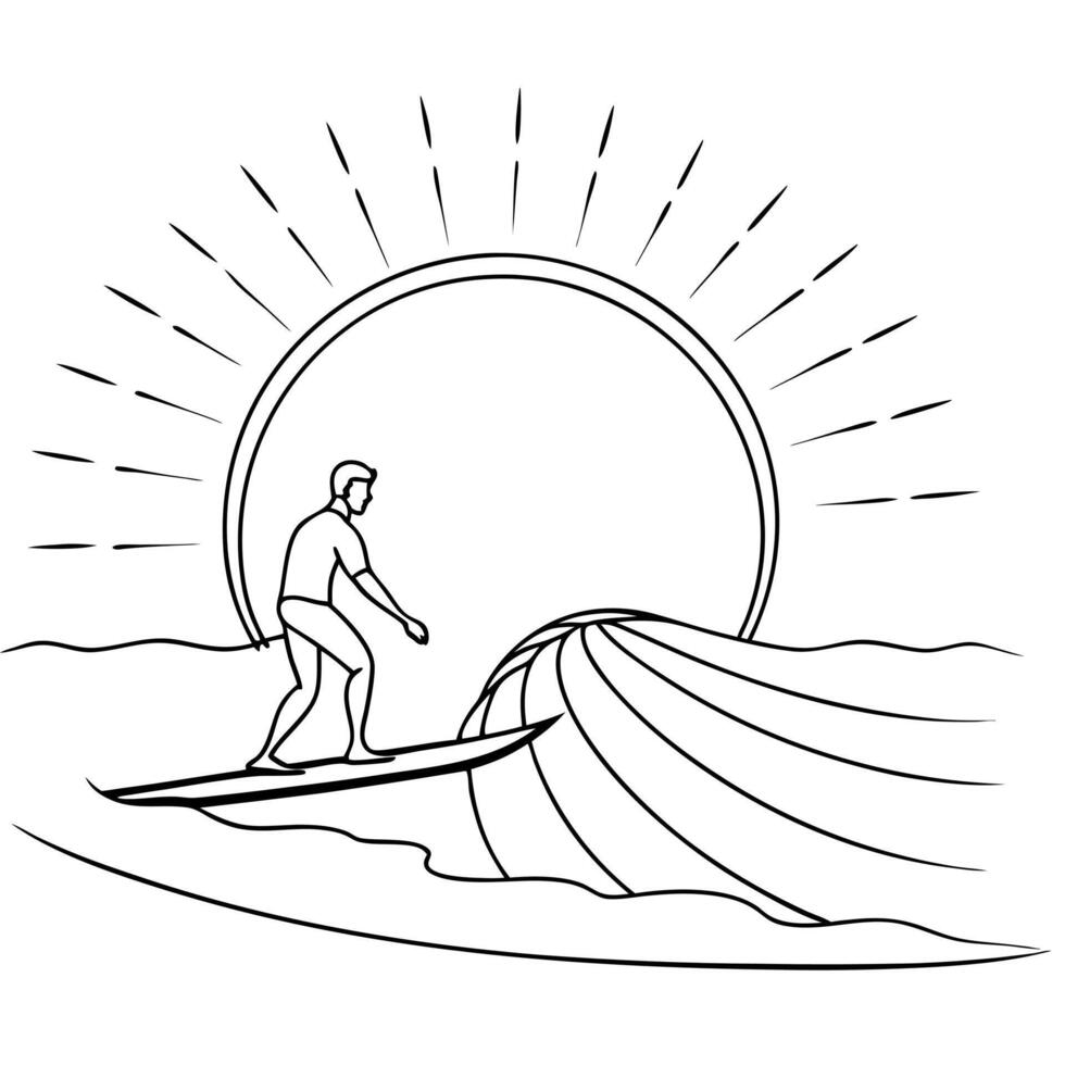 Flat Surfer on Glossy Waves at Sunset concept as A surfer riding glossy waves at sunset with the golden light reflecting on the water The scene captures the thrill and beauty of s Cleans Set 2 vector