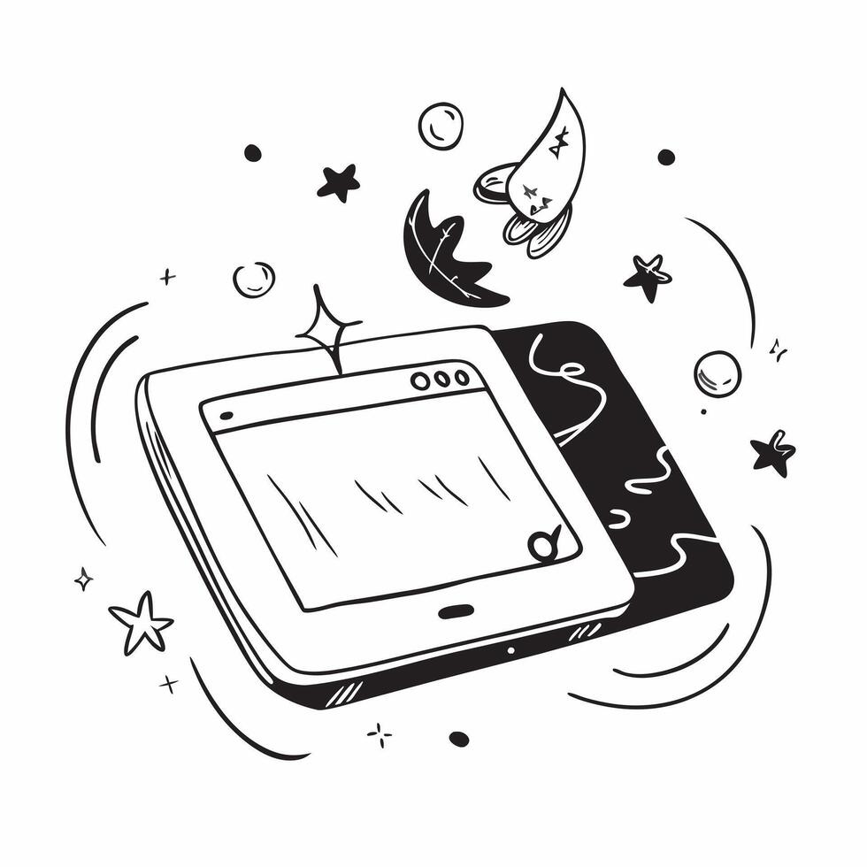 Flat Tablet with Holographic Dragon and Lanterns concept as A tablet on a white background with holographic dragons and lanterns surrounding it symbolizing the Mid Autumn Festival Cleans Set 3 vector