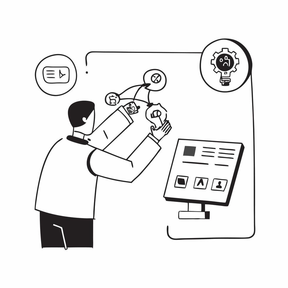 Flat Technician candidly adjusting AI powered machinery concept as A candid shot of a technician adjusting AI powered machinery in a manufacturing plant The photo captures the han Cleans vector