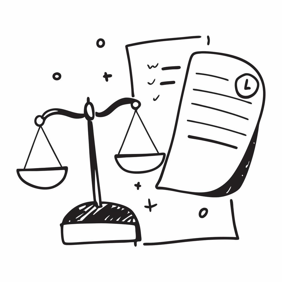 Flat of isolated balance scale and document with the word Compliance concept as A design depicting a balance scale and a document with the word Compliance prominently Cleans vector