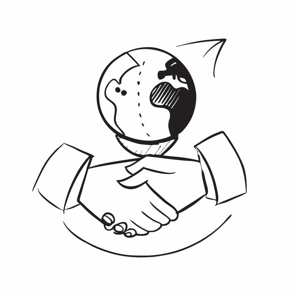 Flat of isolated handshake and globe with the word Partnership concept as A design showing a handshake and a globe with the word Partnership prominently displayed Th Cleans vector