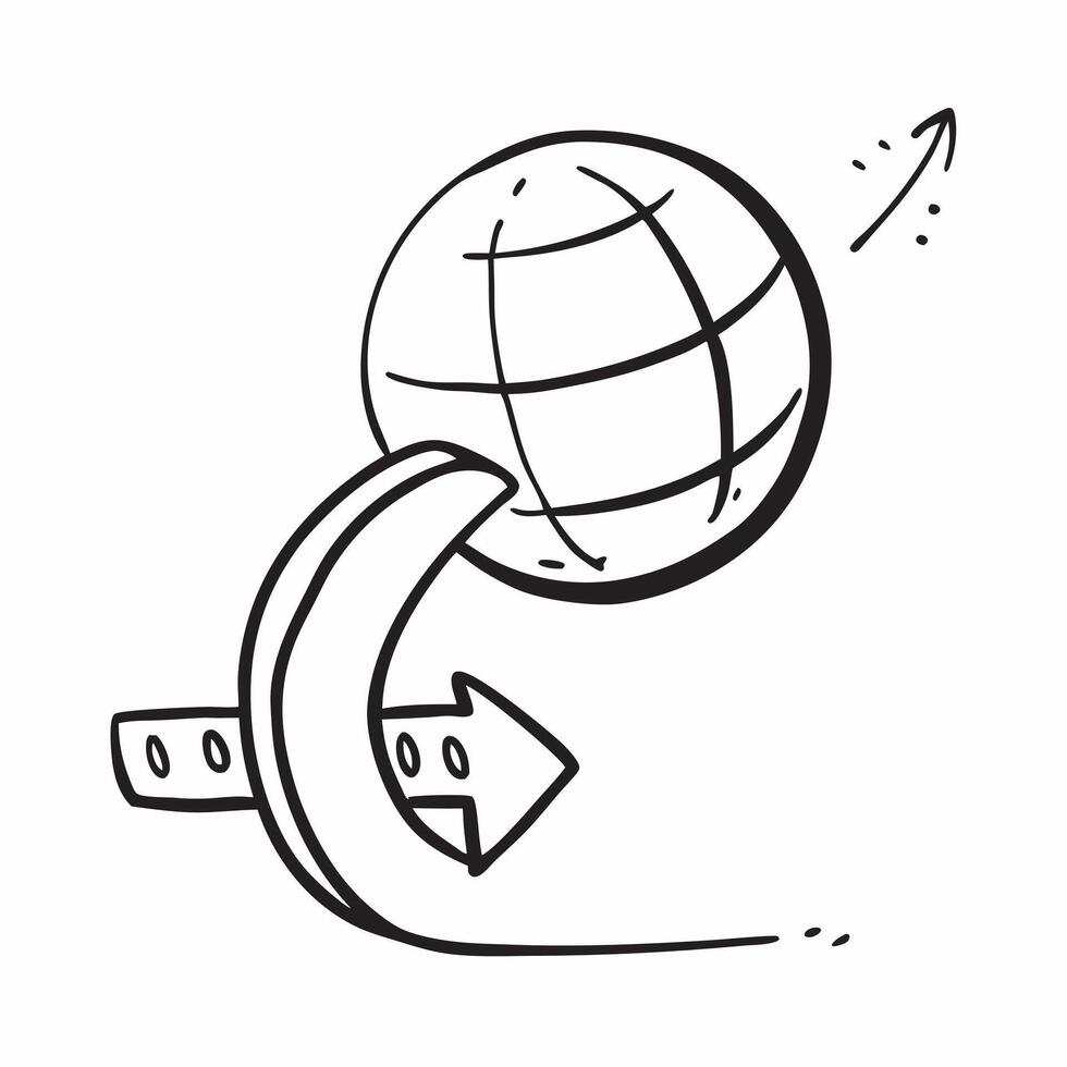 Flat of isolated globe and upward arrow with the word Expansion concept as A design showing a globe and an upward arrow with the word Expansion prominently displayed Cleans vector