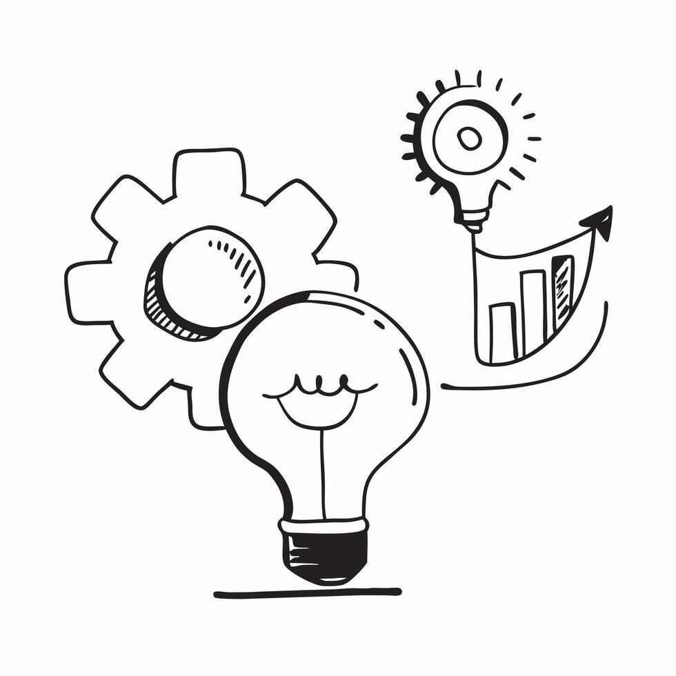 Flat of isolated light bulb and cogwheel with the word Creativity concept as A design featuring a light bulb and a cogwheel with the word Creativity displayed above Cleans vector
