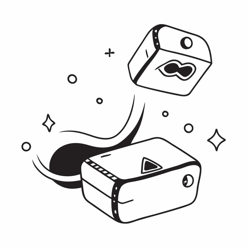 Flat VR headset with holographic game controls copy space at the bottom concept as A front facing shot of a VR headset with holographic game controls floating in front of the devic Cleans vector